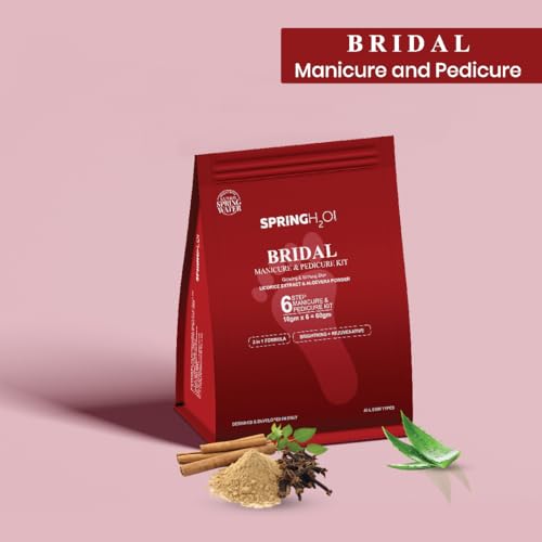 Spring H2O Bridal Manicure & Pedicure Kit 60g | 6 Step Home Spa Kit with Licorice Extract & Aloe Vera, Epsom Salt Foot Soak for Brightening, Soft Hands & Feet, Pre Wedding Salon Care, All Skin Types - Image 2