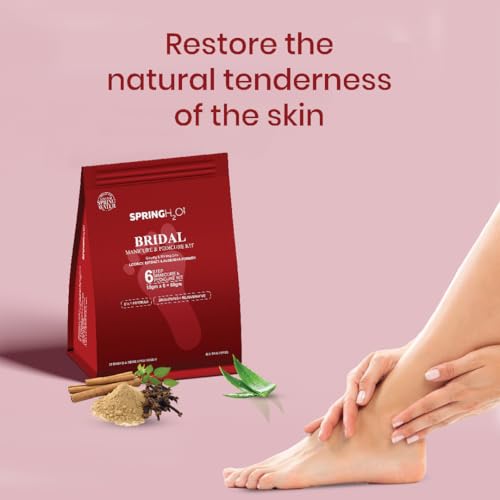 Spring H2O Bridal Manicure & Pedicure Kit 60g | 6 Step Home Spa Kit with Licorice Extract & Aloe Vera, Epsom Salt Foot Soak for Brightening, Soft Hands & Feet, Pre Wedding Salon Care, All Skin Types - Image 4