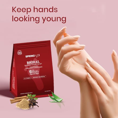 Spring H2O Bridal Manicure & Pedicure Kit 60g | 6 Step Home Spa Kit with Licorice Extract & Aloe Vera, Epsom Salt Foot Soak for Brightening, Soft Hands & Feet, Pre Wedding Salon Care, All Skin Types - Image 3