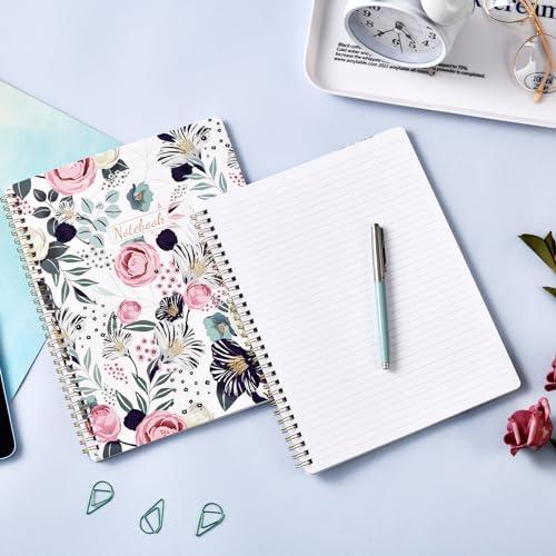 Shoparr Spiral Notebook - Notebook Journal, Notebooks with Spiral Bound, Thick Paper, Back Pocket, Notebooks for Work, 8.5 x 11, 160 Pages, College Ruled Spiral Notebook, Flowers - Image 5