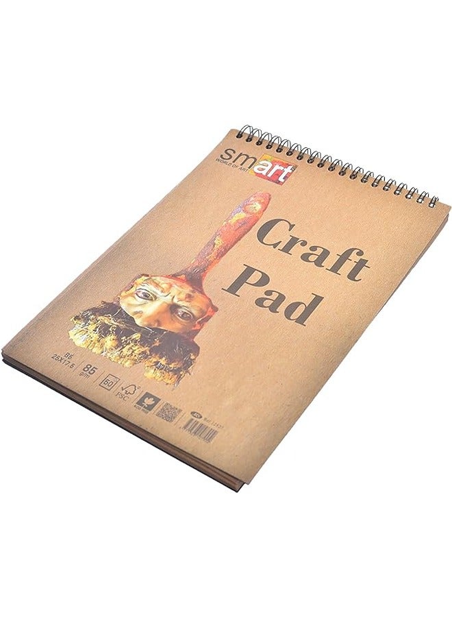 Smart كراسة الرسم الحلزونية ذات الغلاف الصلب عالي الجودة من سمارت 12827، 50 ورقة بنية مقاس 25 × 17.5 سم 85 جم للرسم والفنون - متعدد الألوان - Image 2