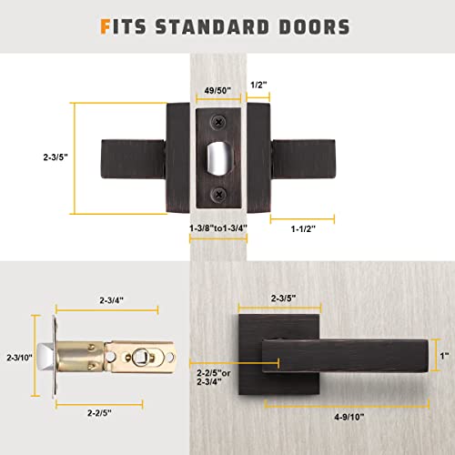 KNOBWELL Heavy Duty Leversets with Oil Rubbed Bronze Finish, Interior Door Handles Set, Passage Door Lever Hall and Closet Door Handle, Left or Right Handing, 5 Pack 2.07 lb One Lever - Image 5
