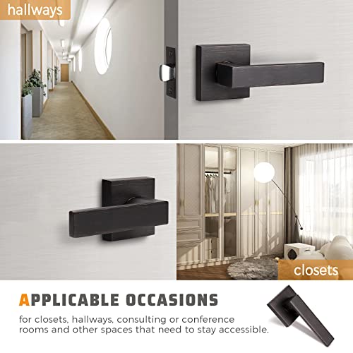 KNOBWELL Heavy Duty Leversets with Oil Rubbed Bronze Finish, Interior Door Handles Set, Passage Door Lever Hall and Closet Door Handle, Left or Right Handing, 5 Pack 2.07 lb One Lever - Image 3