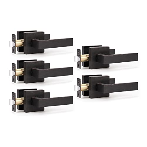 KNOBWELL Heavy Duty Leversets with Oil Rubbed Bronze Finish, Interior Door Handles Set, Passage Door Lever Hall and Closet Door Handle, Left or Right Handing, 5 Pack 2.07 lb One Lever - Image 1