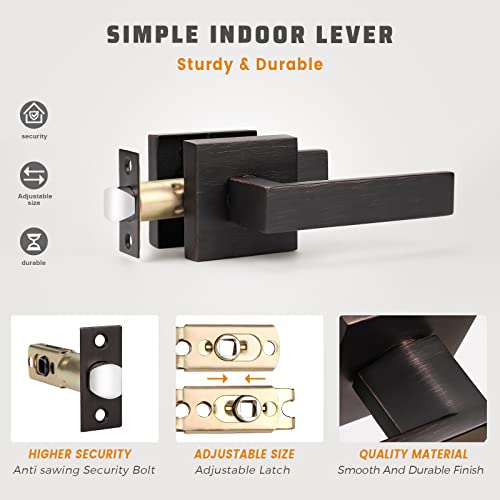 KNOBWELL Heavy Duty Leversets with Oil Rubbed Bronze Finish, Interior Door Handles Set, Passage Door Lever Hall and Closet Door Handle, Left or Right Handing, 5 Pack 2.07 lb One Lever - Image 4