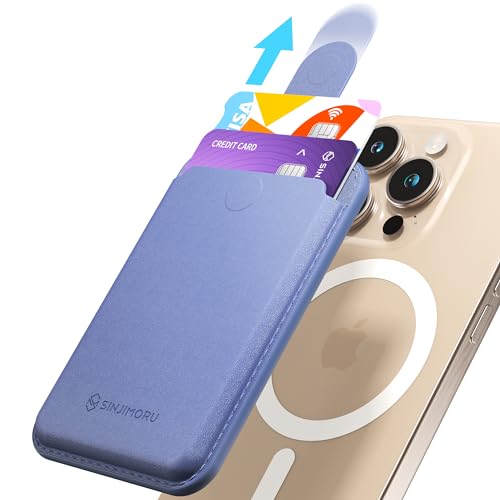 Sinjimoru Pull Eject Magnetic Wallet for iPhone Vegan Leather Magnetic Card Holder Compatible with MagSafe Wallet MPull Tab Wallet Lavender - Image 1