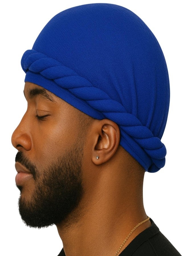 Veeta Superior Halo Turban Silk Satin Lined Head Wrap, Pre-Tied Durag for Men & Women, Turban Durag Wave Cap (Royal Blue)