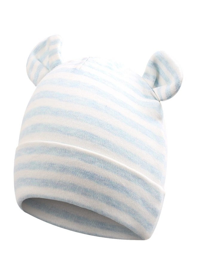 Pesaat Original Cotton Newborn Hats for Girls Striped Preemie Baby Hats Bear Ears Infant Boys Beanies 0-6 Months, Bear(white+blue+blue Striped), Premature - Image 2
