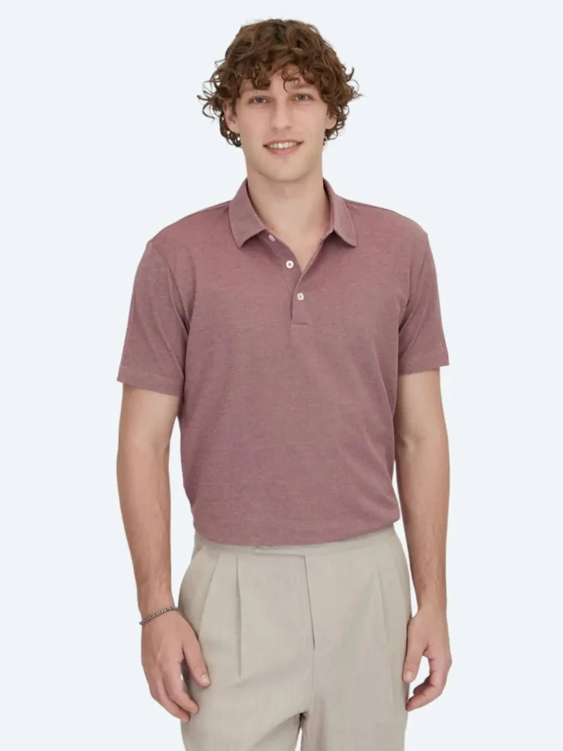 Kip Red Polo Neck Cotton Blended T-Shirt