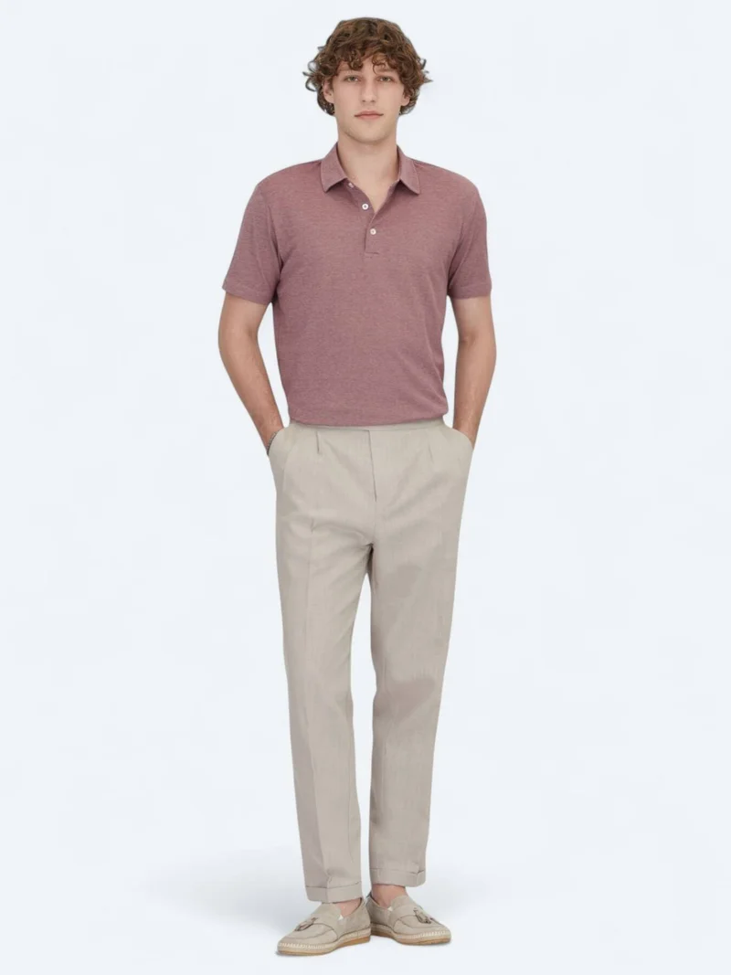 Kip Red Polo Neck Cotton Blended T-Shirt