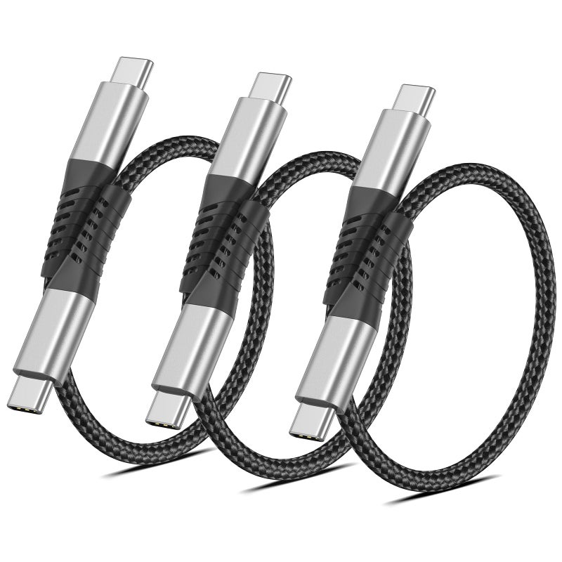 Umefly 1ft USB C to USB C Cable, 3 Pack Short USB C Cable for Car, Braided Type C Fast Charging Cord for iPhone 15 16 17 Pro Max iPad MacBook Android Samsung Galaxy S23 Ultra Pixel, USBC to USBC Cable 1 ft - Image 1