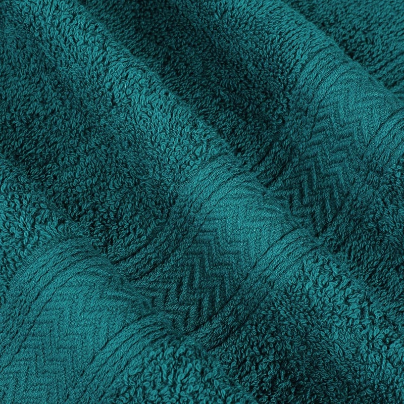 HILLFAIR 100% Cotton Towels Set for Bathroom, Quick Drying, High Absorbent 24Pc Towel Set, 2 Bath Sheets, 4 Bath Towels, 6 Hand Towels, 4 Fingertip Towels, 8 Washclothes: Teal (600GSM-24PC-TEAL) - Image 4