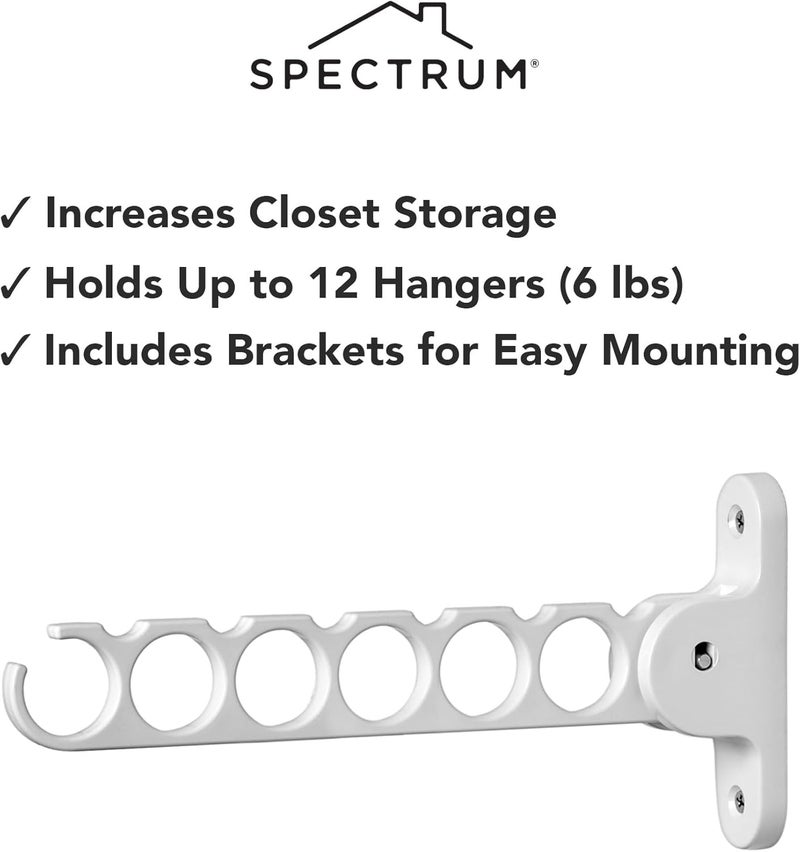 Spectrum Diversified (1) - 35000 Wall Mount Hanger Holder Closet Organiser, White - Image 3