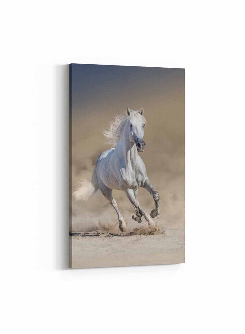 لوحة كانفاس على إطار خشبي، تصميم حصان جامح على الرمال، للمنزل، غرفة المعيشة، المكتب، الديكور - Image 1