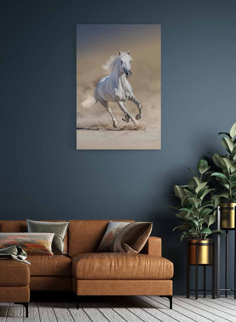 لوحة كانفاس على إطار خشبي، تصميم حصان جامح على الرمال، للمنزل، غرفة المعيشة، المكتب، الديكور - Image 3