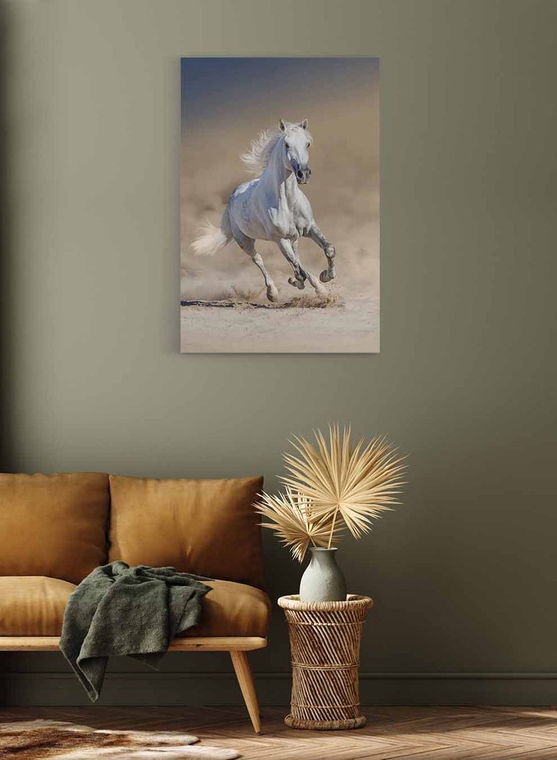 لوحة كانفاس على إطار خشبي، تصميم حصان جامح على الرمال، للمنزل، غرفة المعيشة، المكتب، الديكور - Image 2