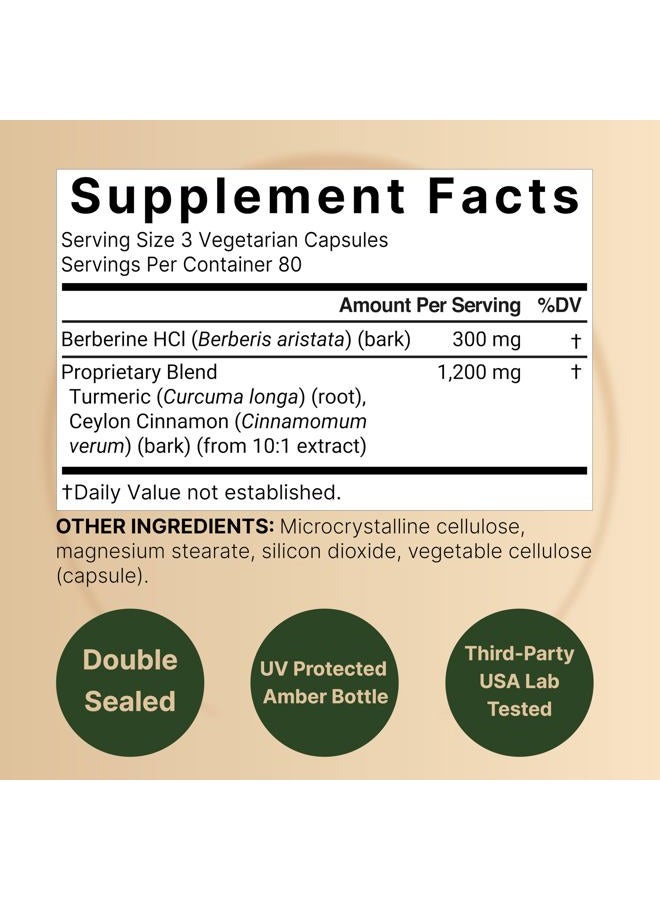 NatureBell Berberine Supplement 1,500mg with Ceylon Cinnamon & Turmeric Root, 240 Veggie Capsules | 97% Pure Berberine HCL - Image 2