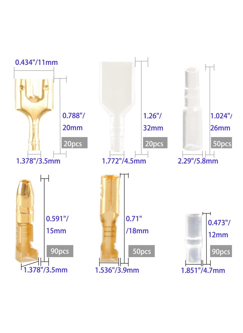 Y&D 320pcs Double Bullet Wire Connectors, 3.9mm 3.5mm Male and Female Terminal Connectors with Insulation Sleeve, Crimp Automotive Electrical Motorcycle Connector Kit  - Image 2
