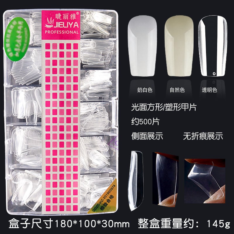 New Thin Nail Wearing Nail Pieces Almond Drops Trapezoidal Transparent Natural Full Half Dual-Use Fake Nail Pieces - Image 3