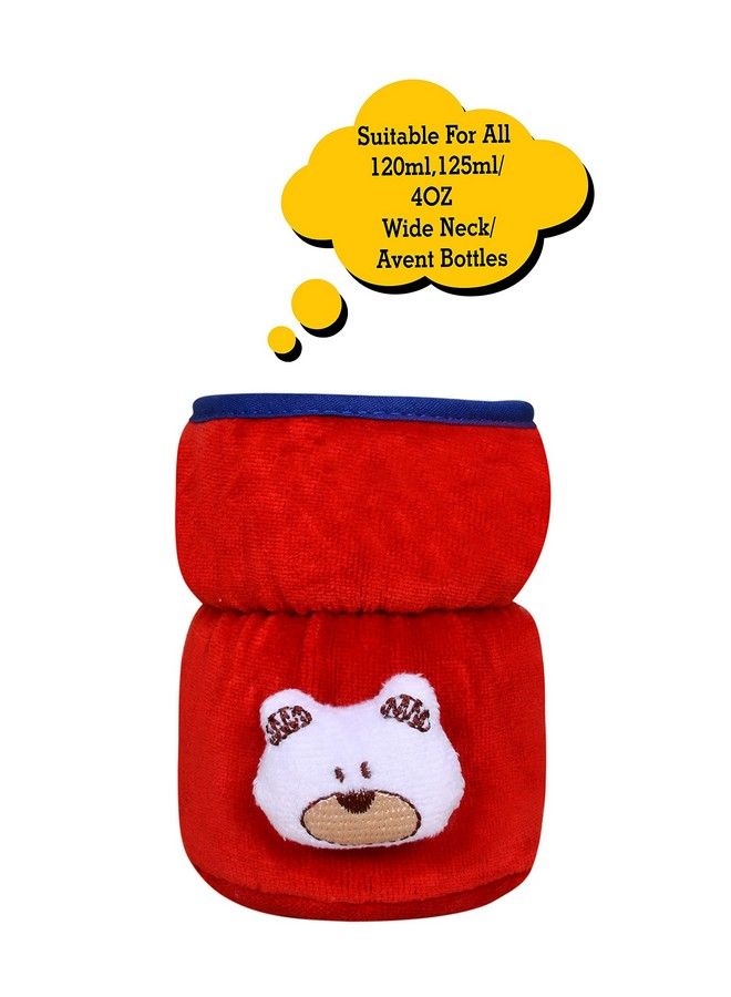 The Little Lookers Bottle Cover For Philips Avent;Wide Neck Feeders Soft Plush Stretchable Baby Feeding Bottle Cover With Easy To Hold Strap (Red Wide Neck 125Ml;4Oz)
