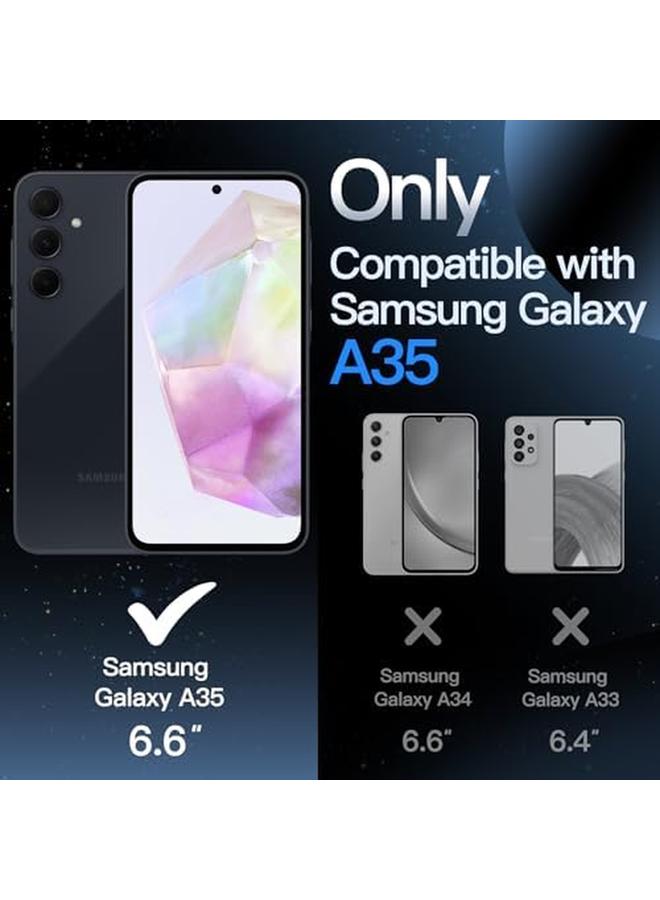 جي تيك جراب 3 في 1 غير لامع لهاتف Samsung Galaxy A35 5G مع قطعتين من واقي الشاشة الزجاجي المقوى وغطاء شفاف مقاوم للصدمات لهاتف مع حماية للكاميرا باللون الأسود - Image 2