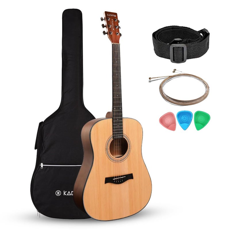 Kadence A281NA Acoustica 41" Acoustic Guitar | Dreadnought | Spruce Wood | Comes with Bag | Includes Learning Course | Natural - Image 1