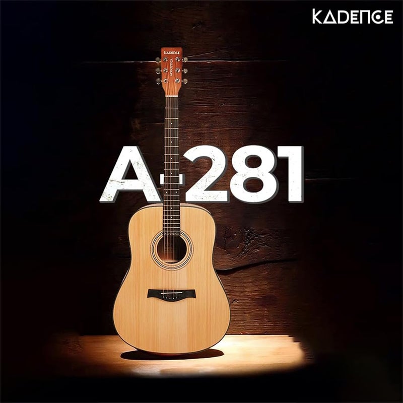 Kadence A281NA Acoustica 41" Acoustic Guitar | Dreadnought | Spruce Wood | Comes with Bag | Includes Learning Course | Natural - Image 3