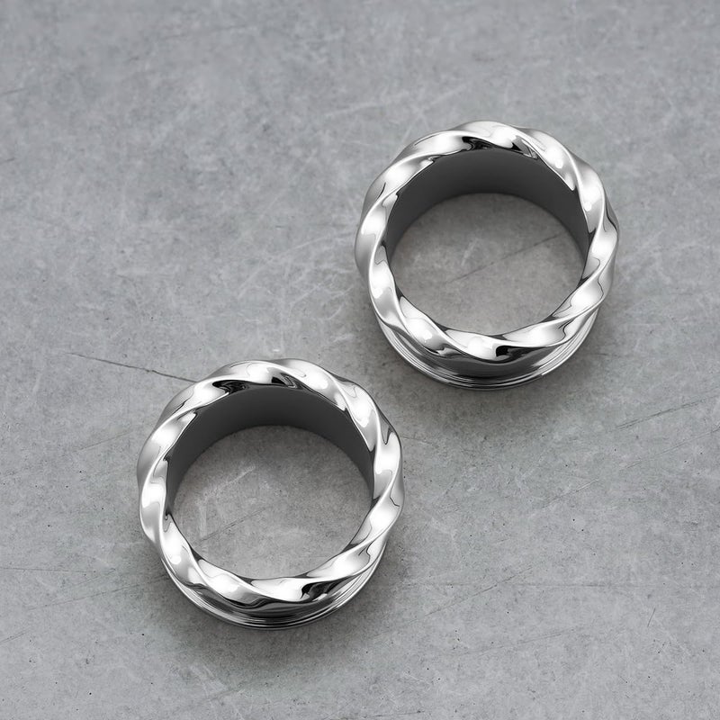 ERKUOO Ear Tunnels Plugs Gauges Minimalist Double Flare Twisted Solar Spike Stretching Piercing Jewelry For Women Men 6mm to 30mm Large Size - Image 4
