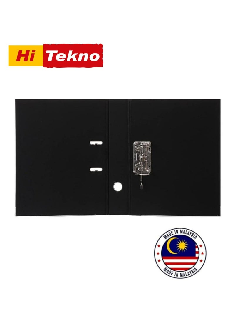 Hi Tekno Luxury Heavy Duty Cardboard Document File - 8cm Foolscap Size - Black File with Inner Pocket - High Quality Import from Malaysia - Image 2