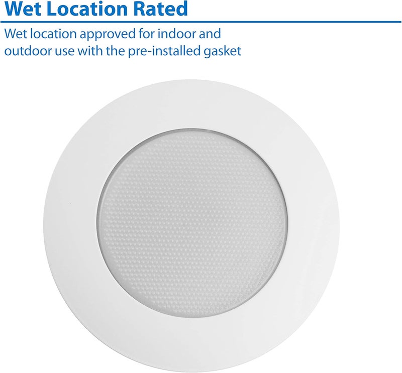 NICOR Lighting 6-Inch Lexan Shower Trim with Albalite Lens - White - Image 5