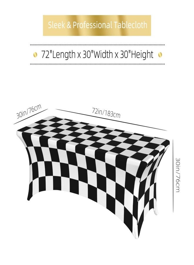 Futterya Fitted Rectangular Tablecloth Stretch Spandex Table Cover Black White Racing and Checkered Pattern 6 Foot Table Protector for Party Events Banquet Weddings Cocktail - Image 5