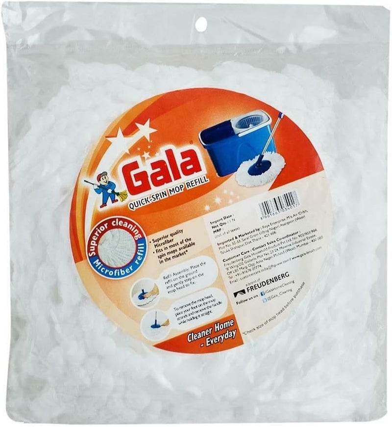Gala Spin Mop Microfiber Refill, Spin Mop Refill/Floor Mop Refill, Mop Head Refill only,Mop Refills only (White) - Image 1
