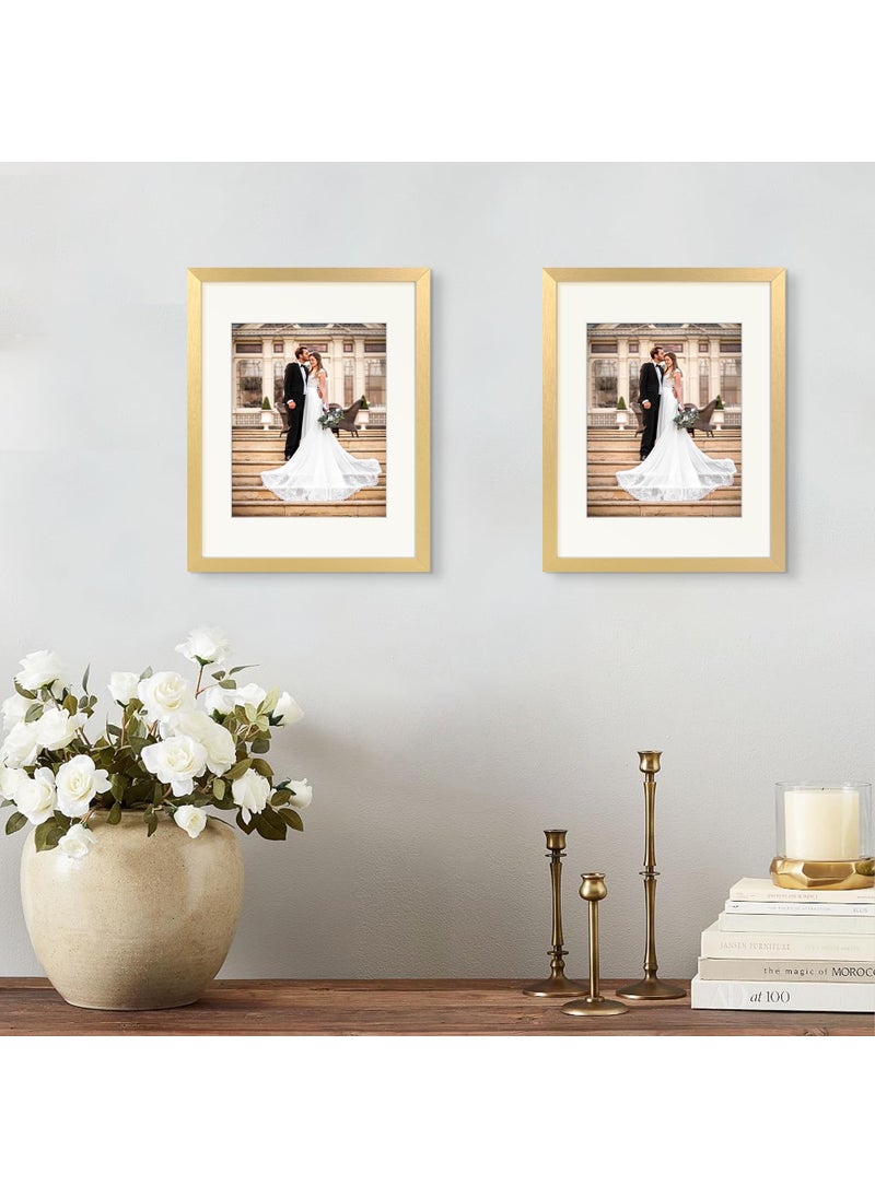 ENJOYBASICS ENJOYBASICS 11x14 Picture Frame  Display Poster 8x10 with Mat or 11 x 14 Without Mat  Wall Gallery Photo Frames  Gold  2 Pack  - Image 2