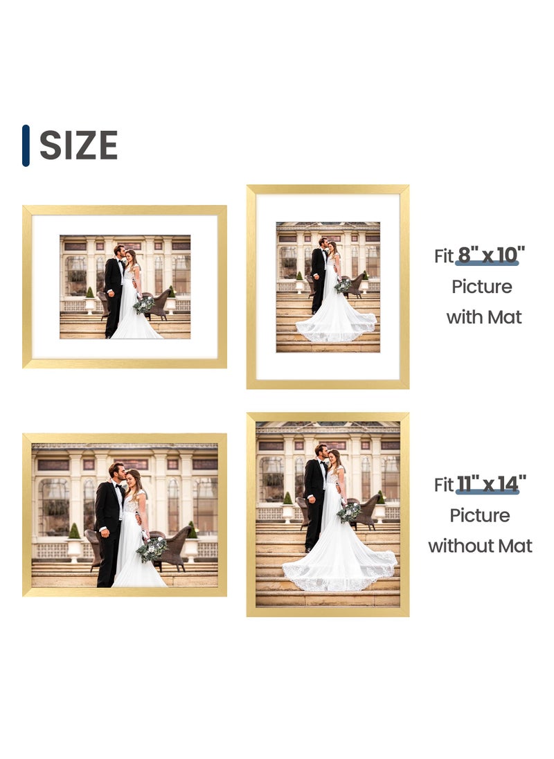 ENJOYBASICS ENJOYBASICS 11x14 Picture Frame  Display Poster 8x10 with Mat or 11 x 14 Without Mat  Wall Gallery Photo Frames  Gold  2 Pack  - Image 5