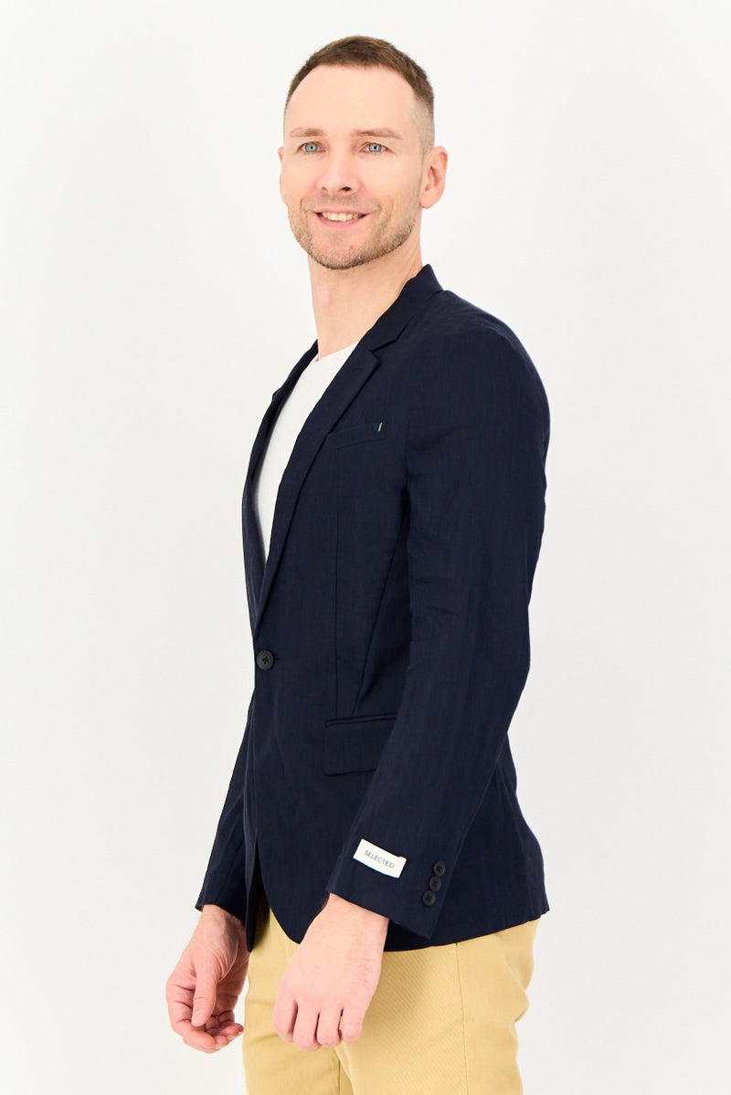 SELECTED Men Regular Fit Solid Casual Blazer, Navy - Image 2
