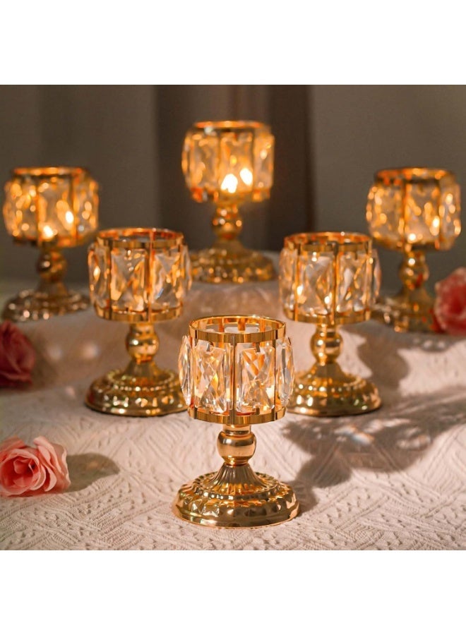 Luxury Gold Crystal Candle Holder Decorative Candlestick for Eid Festival Home Decor（2 pieces） - Image 2