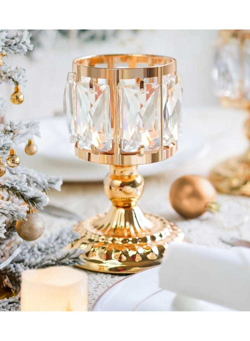 Luxury Gold Crystal Candle Holder Decorative Candlestick for Eid Festival Home Decor（2 pieces） - Image 1