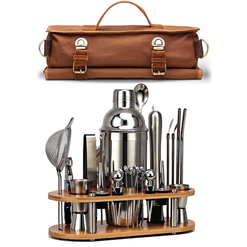 DUEBEL Bartender Kit Professional 24Piece Mixology Bar Tool Set with Travel Bartender Bag and Stylish Bamboo Stand Perfect for an Awesome Drink Mixing Experience - Image 2