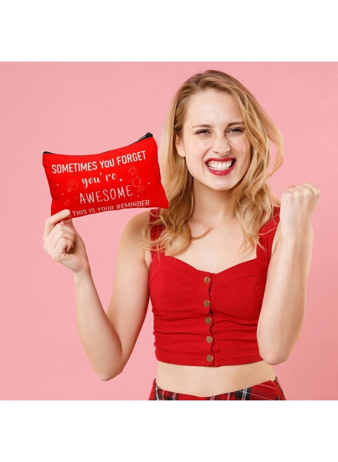 Reginary 20 Pieces Inspiring Cosmetic Bag for Women, Motivation Makeup Bags with Zipper Toiletry Bag Pouch Travel Gifts, 7 x 4.3 Inches (Solid Color, You Are Awesome) - Image 3