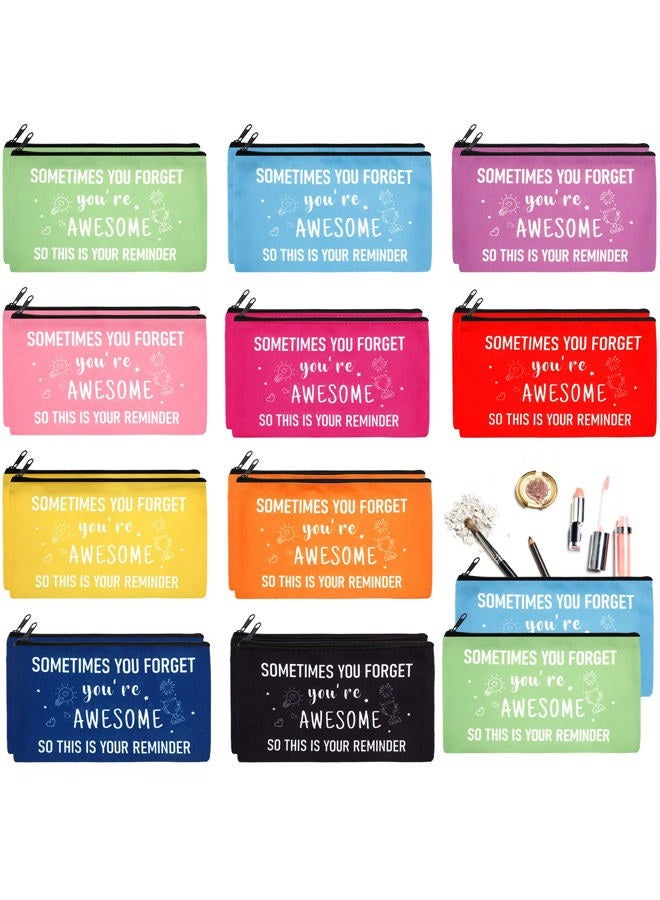 Reginary 20 Pieces Inspiring Cosmetic Bag for Women, Motivation Makeup Bags with Zipper Toiletry Bag Pouch Travel Gifts, 7 x 4.3 Inches (Solid Color, You Are Awesome) - Image 1