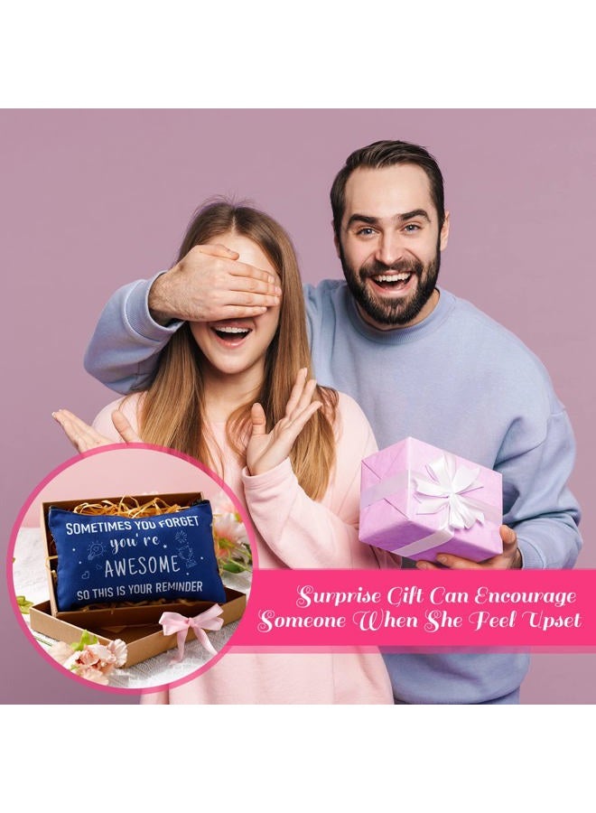 Reginary 20 Pieces Inspiring Cosmetic Bag for Women, Motivation Makeup Bags with Zipper Toiletry Bag Pouch Travel Gifts, 7 x 4.3 Inches (Solid Color, You Are Awesome) - Image 2