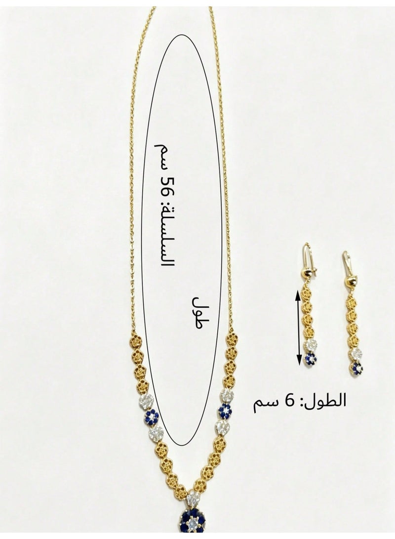 KAELVORSEN 24k Gold Plated Women‘s Necklace & Earrings Set, Luxury Gift – Floral Design with Fine Chain, Lightweight Non-Tarnish, for Daily Wear & Eid Gift - Image 2