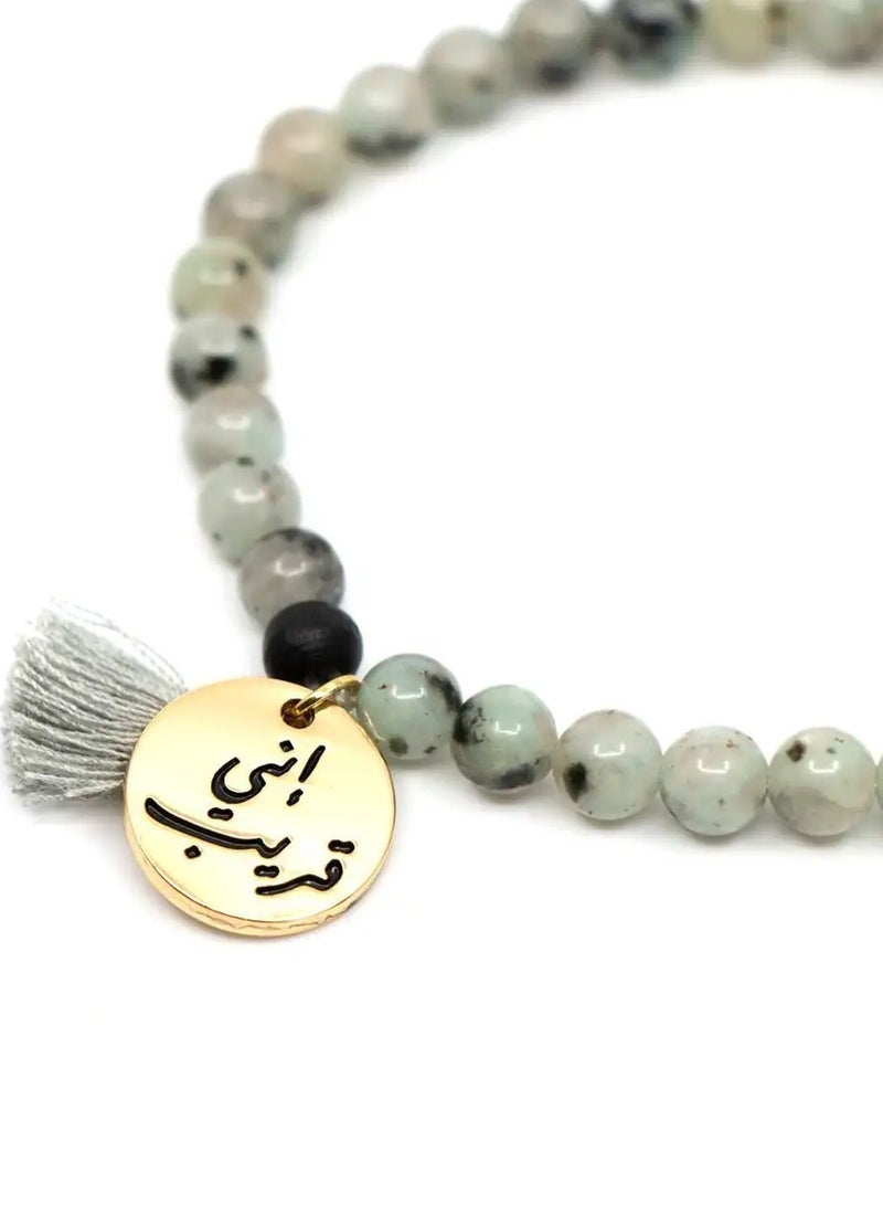 أم أم أيه من معدن الإنسان سبحة بخرز كيوي جاسبر - Image 2