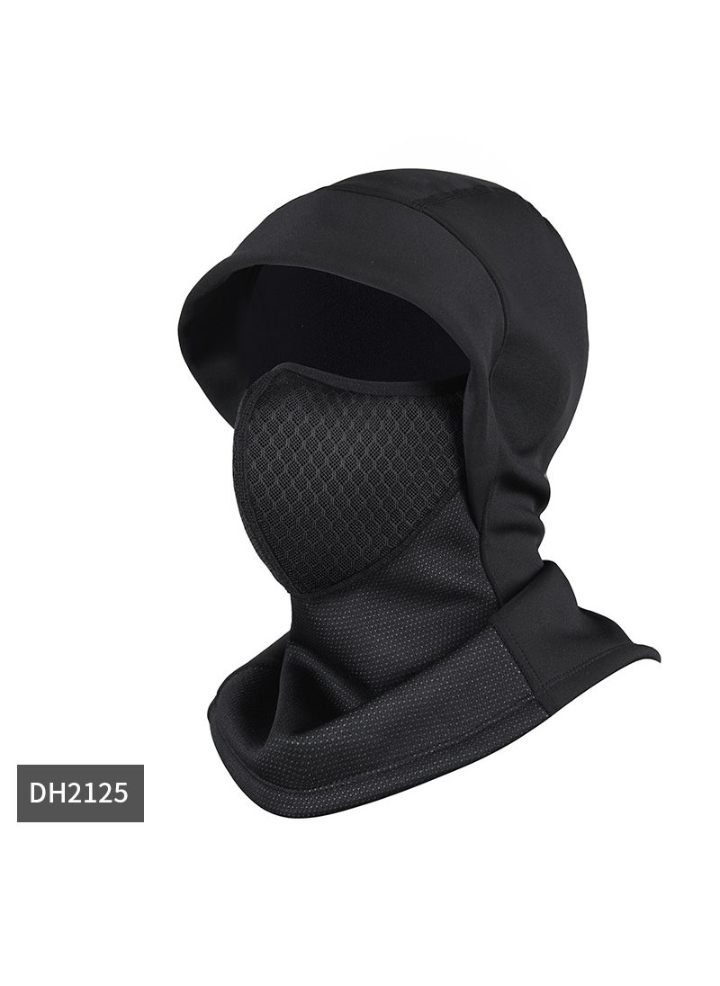 Generic - Winter Cycling Warm Face Mask Motorcycle Helmet Cover Windproof Thermal Facial Protective Skiing Face Shield Neck Warmer DH2125 black with reflective zipper - Image 1