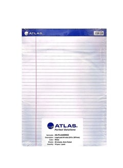 ATLAS 10-Piece A4 Size White Legal Pad 40 Sheets (210x297mm)  - Image 2