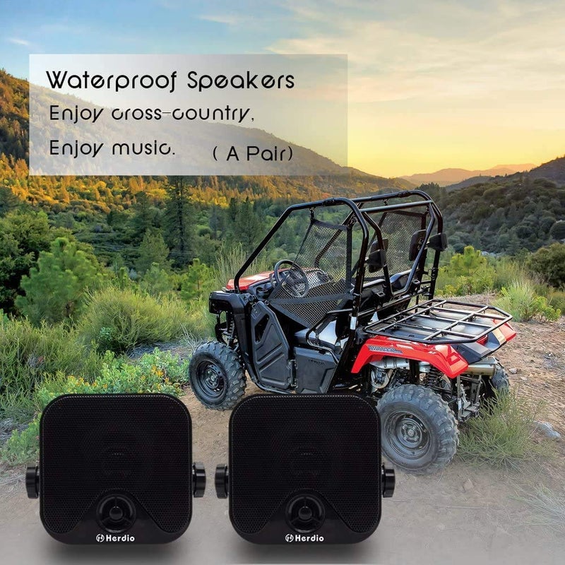 Herdio 4 Inches Heavy Duty Waterproof Boat Marine Box Outdoor Speakers Surface Mounted for Skid Steer ATV UTV RZR Golf Cart Tractor Powersports Boat Truck Jeep - Image 3