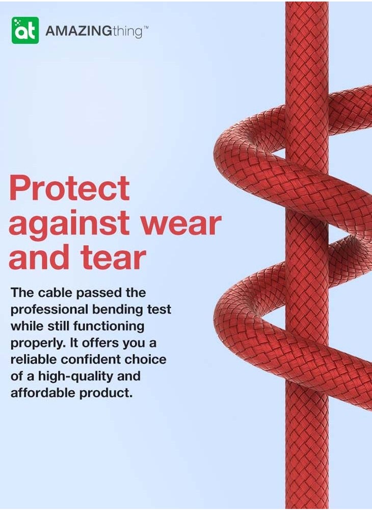 AMAZINGthing - Thunder PRO Lightning to USB-C PD 30W 3.2A Fast Charge Cable [1.1 Meter] - Red - Image 1