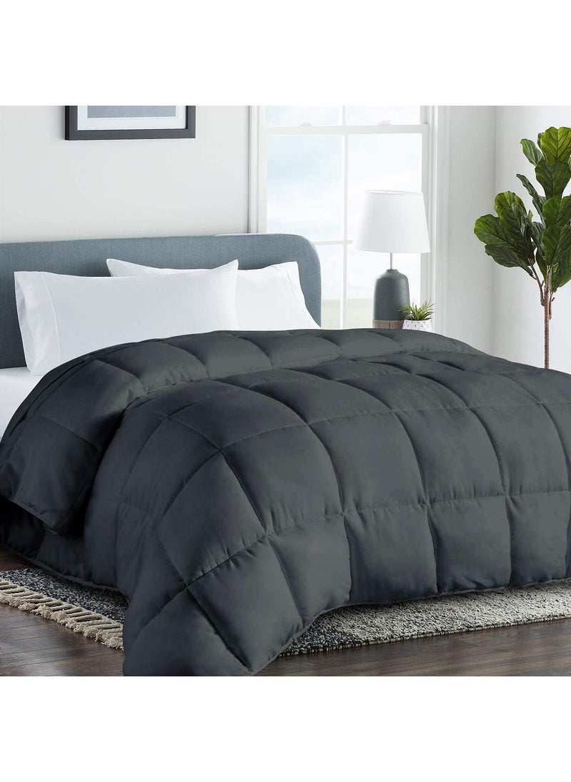 COHOME COHOME Oversized Queen Comforter  Down Alternative Duvet Insert with AntiClump Tech  8 Tabs AllSeason Reversible Luxury Hotel Bedding  Gifts for WomenMen Dark Grey 98x98 