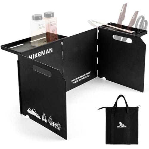 HIKEMAN HIKEAMN Camping Stove Windscreen - Outdoor Folding Gas Stove Windshield,Camping Wind Blocker,Cooker WindScreen with a Storage Bag for Camping,Hiking,Picnic,Cooking (Black) - Image 1
