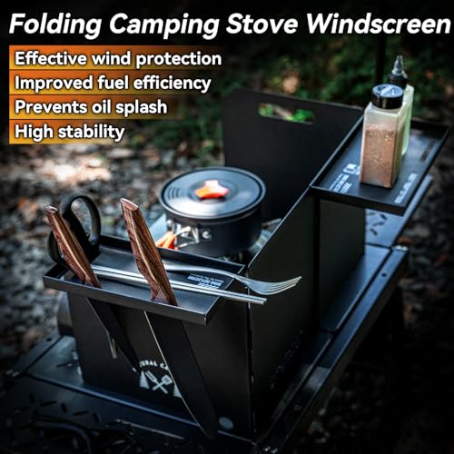 HIKEMAN HIKEAMN Camping Stove Windscreen - Outdoor Folding Gas Stove Windshield,Camping Wind Blocker,Cooker WindScreen with a Storage Bag for Camping,Hiking,Picnic,Cooking (Black) - Image 2